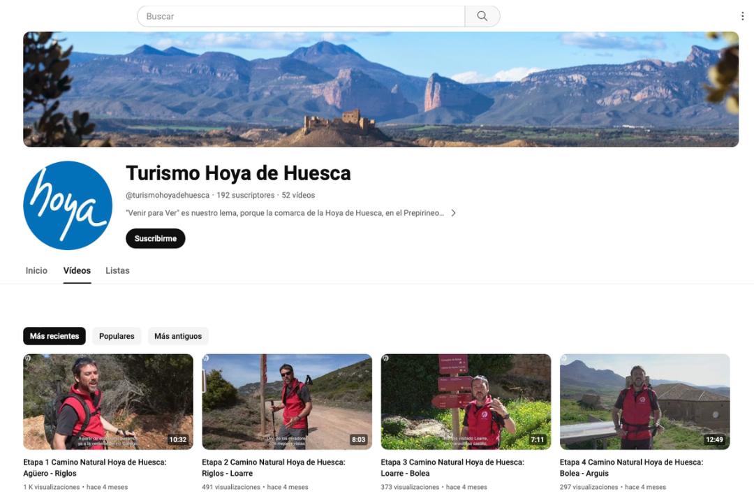Videos en el canal de YouTube de la Hoya de Huesca