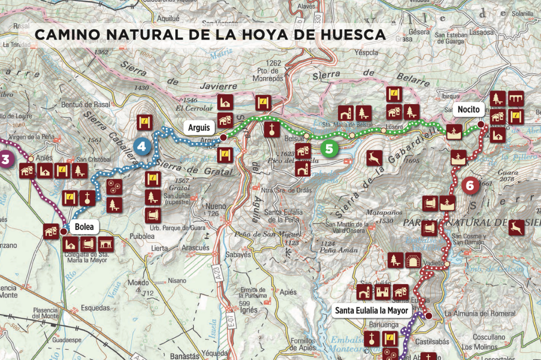 Mapa Camino Natural Hoya de Huesca