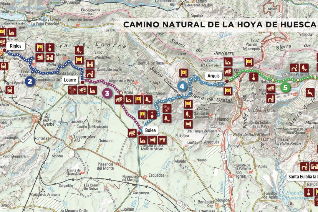 Mapa Camino Natural Hoya de Huesca