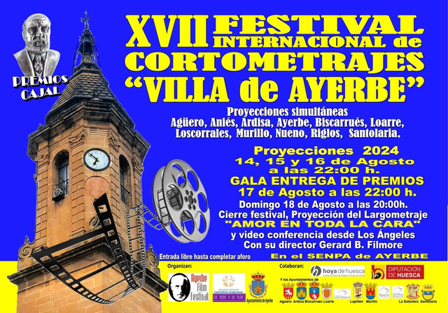 CARTEL XVII FESTIVAL CORTOMETRAJES VILLA DE AYERBE 2024 
